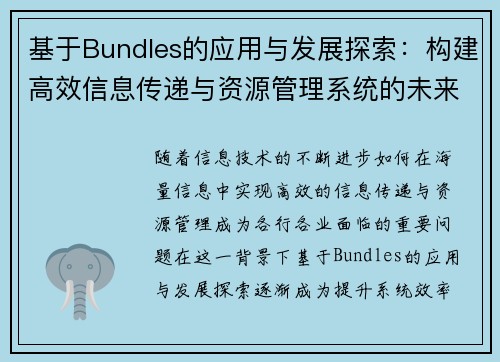 基于Bundles的应用与发展探索：构建高效信息传递与资源管理系统的未来路径
